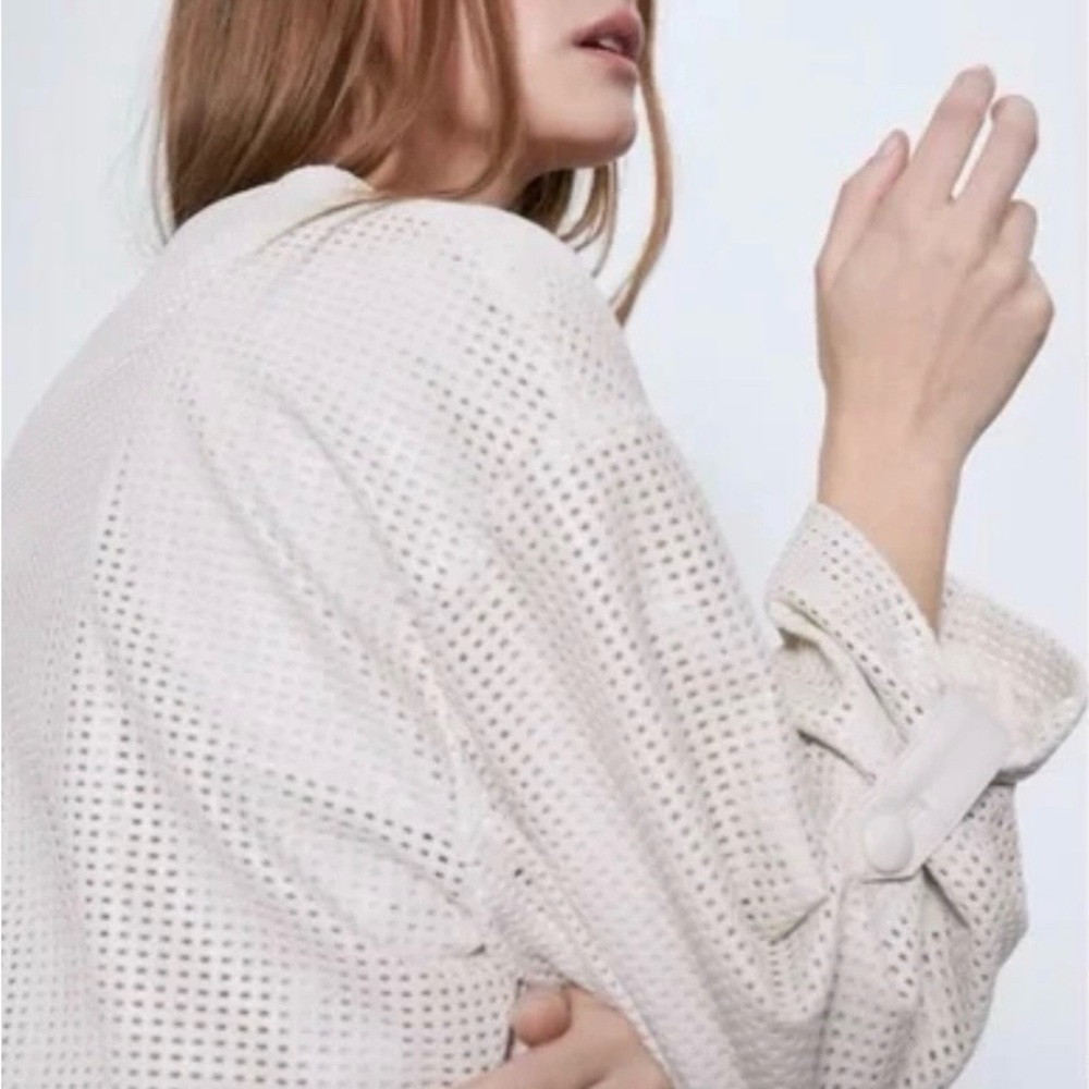Zara Ivory Perforated Jacket